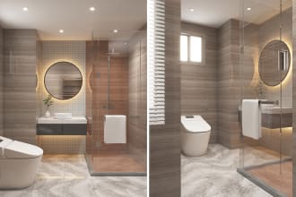 do bathroom interior design and realistic rendering