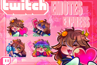draw cute custom emotes,sub badges in 24 hours