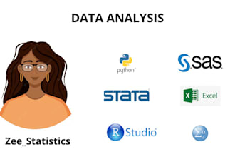 do data analysis using r,excel, spss, python, stata, SAS,jmp,