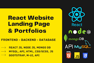 create react website, react web app, react landing page