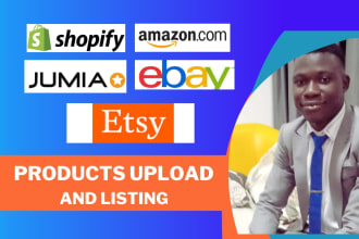 setup jumia store, list and upload products on amazon, etsy, shopify, ebay