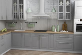 design kitchen interior in 3d and render