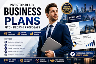 create investor ready business plan pitch deck and funding proposal