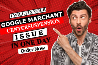 fix google merchant center suspension and setup shopping ads