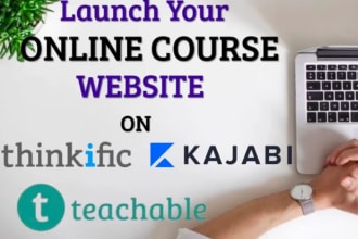 create thinkific,teachable,online course, full website