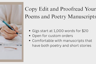 copy edit and proofread your poems or poetry manuscript