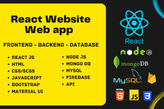 react website or mern stack app using node js, mongodb mysql firebase express js