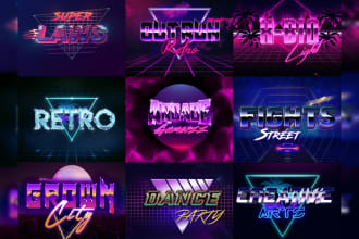 create 80s vintage chrome design with futuristic 80s logo designs
