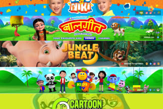 create a cartoon banner and log for youtube