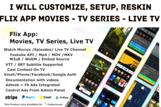 customize, setup, and reskin flix app and webflix