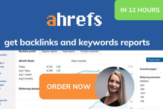 give complete backlinks, keywords reports using ahrefs in 12 hrs