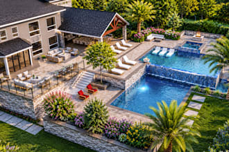 do backyard landscape design 3d rendering deck pool patio garden front yard