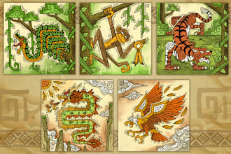 illustrate custom tribal cartoon art with storytelling