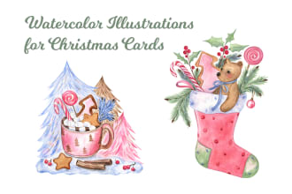draw christmas watercolor illustration