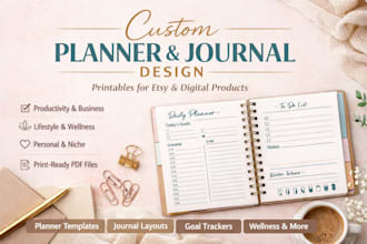 design planners, journal design, digital journal, prayer journal, planner design