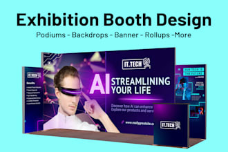 design trade show booth, backdrop exhibition display popup outdoor rollup banner