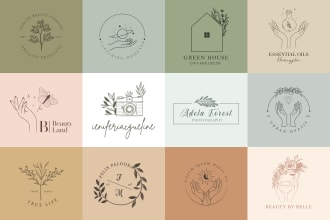 design hand drawn botanical boho floral feminine logo