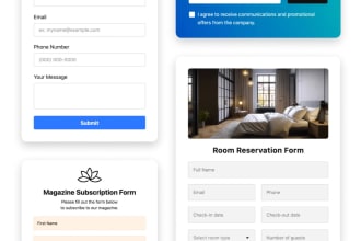 design contact form, login form, sign up form wordpress, and HTML web forms