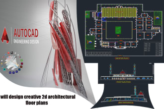 design 2d architectural floor plans of building in autocad