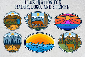 create monoline illustrations for logo, badges, stickers