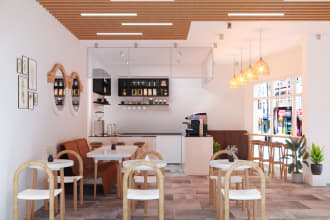 design cafe restaurant interior in 3d