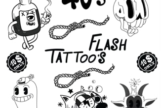 create flash tattoos and designs cuphead style