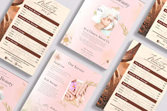 design spa menu, beauty salon price list, sell sheet, or any service price list