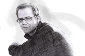 draw you a black and white portrait in digital