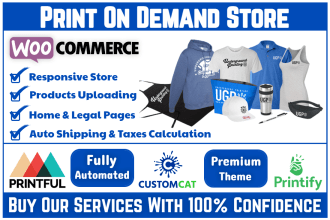 develop woocommerce print on demand automated store using printful and printify
