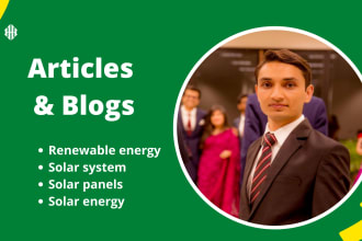 write articles on solar cell, solar energy and renewable energy for your website