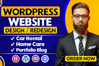 design redesign responsive wordpress car rental home care portfolio blog website