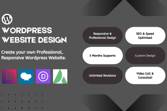design wordpress website with elementor or divi builder