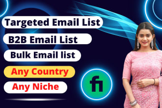 provide targeted  verified niche email list or b2b lead for email marketing