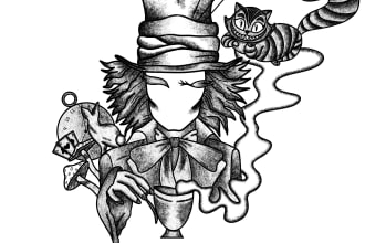 black and white book illustration  digital