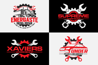 design mechanical workshop repair automotive garage auto detailing car wash logo