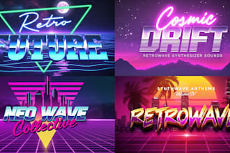design 80s futuristic synthwave retro logo with neon