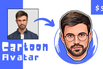 do cartoon avatar, profile picture for youtube, twitch logo