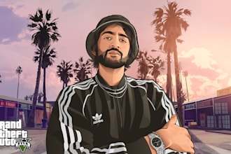 make your photo into gta style cartoon vector potrait