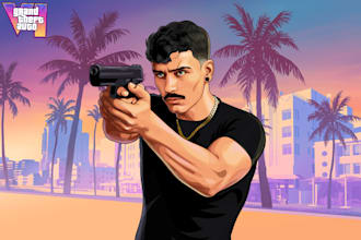 make your photo into gta style cartoon vector potrait