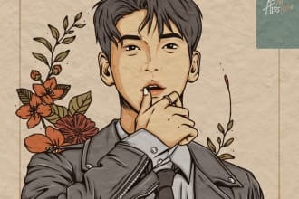 draw portrait illustration with retro vintage style