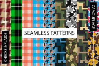 design checks plaids camouflage seamless patterns and prints