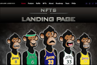 build nft landing page design, nft website design, nft landing page develop