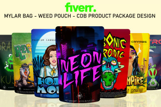 design unique weed pouch, mylar bag, cbd labels within 24 hours