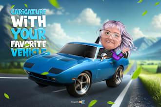 draw portrait cartoon caricature with your vehicle