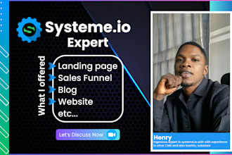 create systeme io landing page, systeme io online course, blog, website design