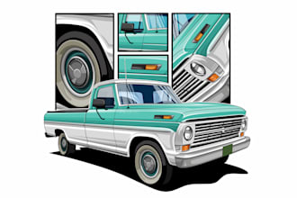 draw your car, truck, or vehicle into cartoon vector art