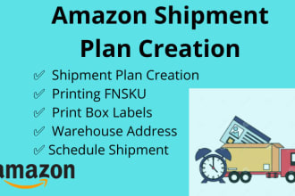 create amazon fba shipment plan and variation, bulk shipment, print labels