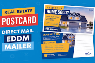 design editable real estate eddm, marketing mailer, postcard template in canva