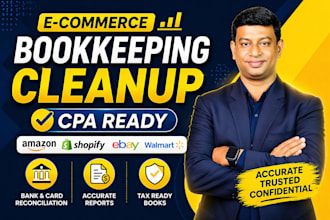 clean up ecommerce bookkeeping in quickbooks for amazon shopify tax ready