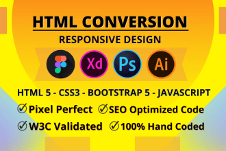 convert figma to html,xd to html,psd to html,css bootstrap 5 responsive website